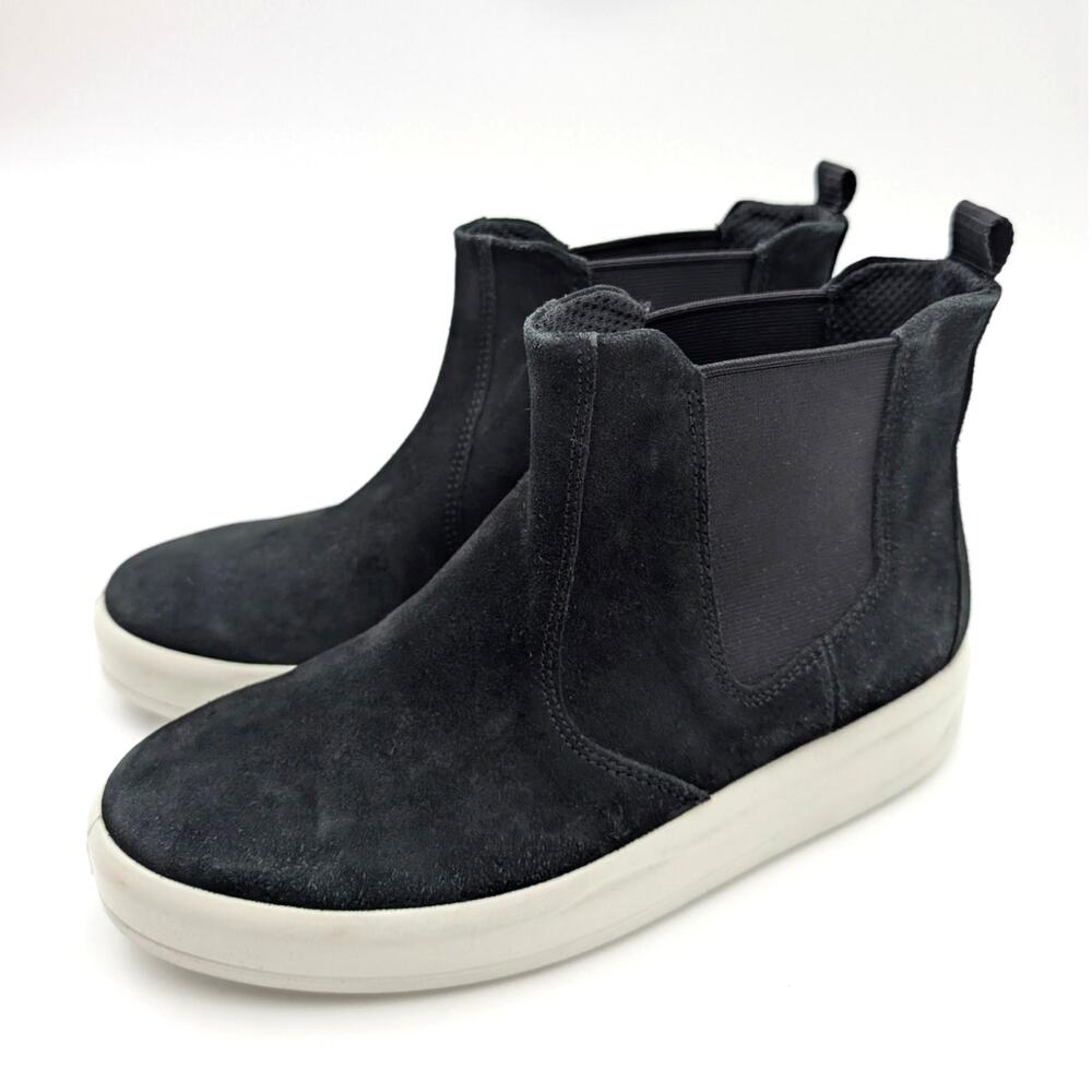 Ecco Soft 9 Classic Chelsea Boots Sneakers Women's Suede Black Size US5.5 EU36